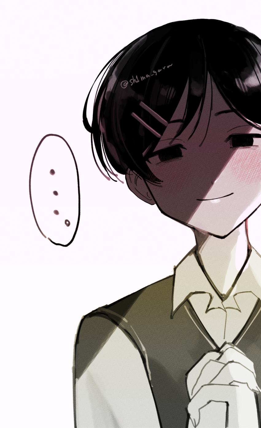 ..., 1girl, absurdres, blush, collared_shirt, commentary_request, dress_shirt, futsuu_no_keion-bu