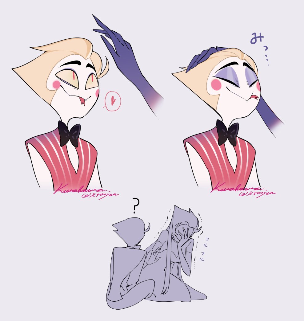 1boy, 1girl, blonde_hair, blush_stickers, couple, demon_boy, demon_girl, hair_slicked_back