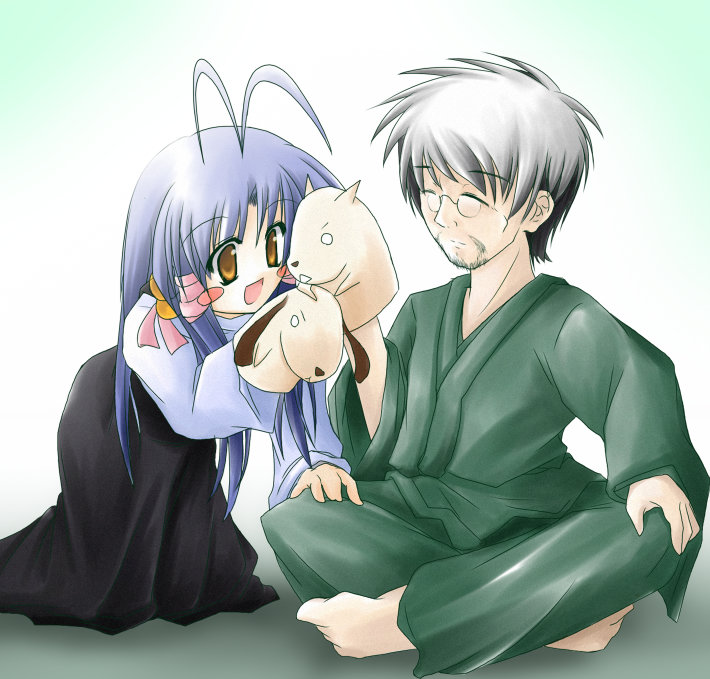 00s, aoba_kozue, blue_hair, brown_hair, glasses, haibara_yukio, johnny_ryuusei, kanazawa_nanako