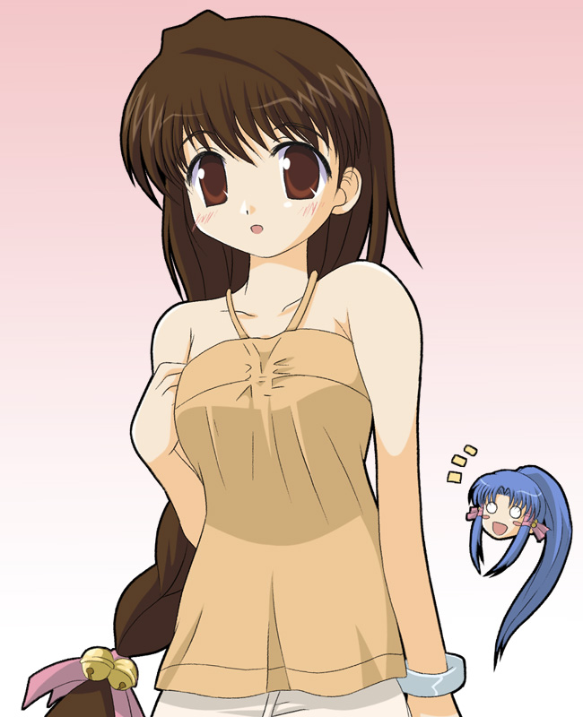 00s, aoba_kozue, blue_hair, brown_eyes, brown_hair, mahoraba, midorikawa_chiyuri, shiratori_ryushi