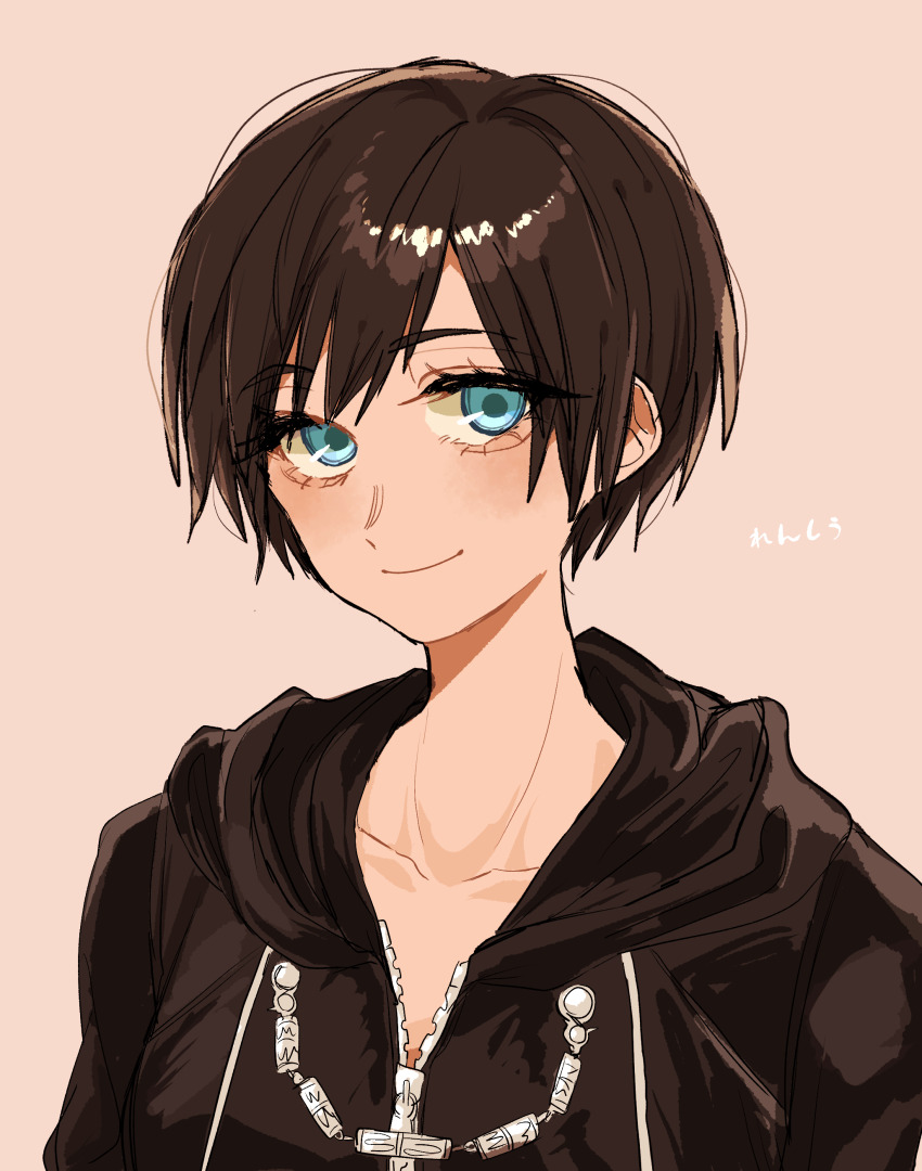 1girl, absurdres, black_hair, black_hoodie, blue_eyes, closed_mouth, collarbone, grey_background