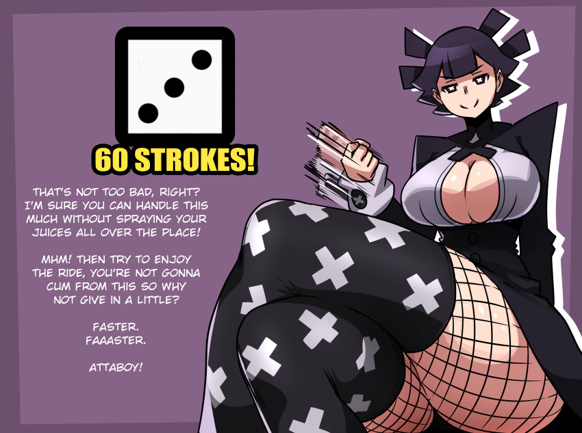 1girl, absurdres, breasts, cleavage, cleavage_cutout, clothing_cutout, crossed_legs, dice