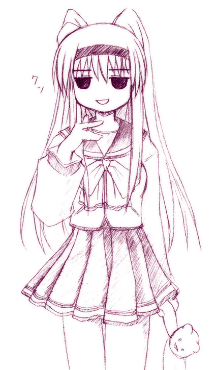 00s, mahoraba, monochrome, sketch, tagme, vermillion_erika