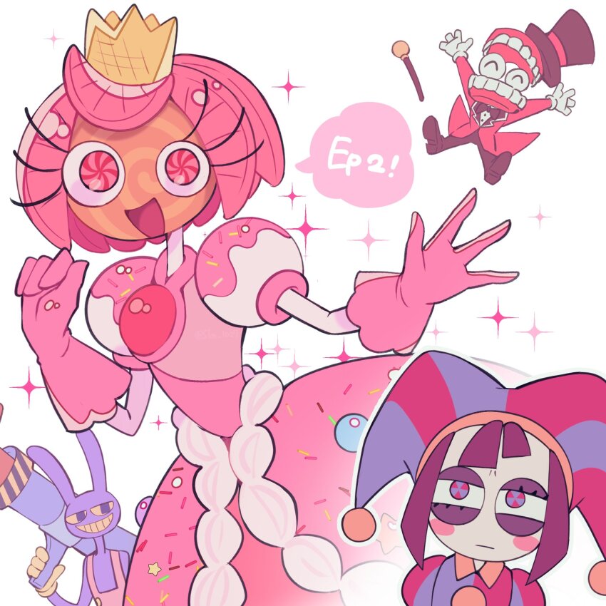 2boys, 2girls, :d, animal_ears, arms_up, bare_shoulders, black_bow, black_bowtie