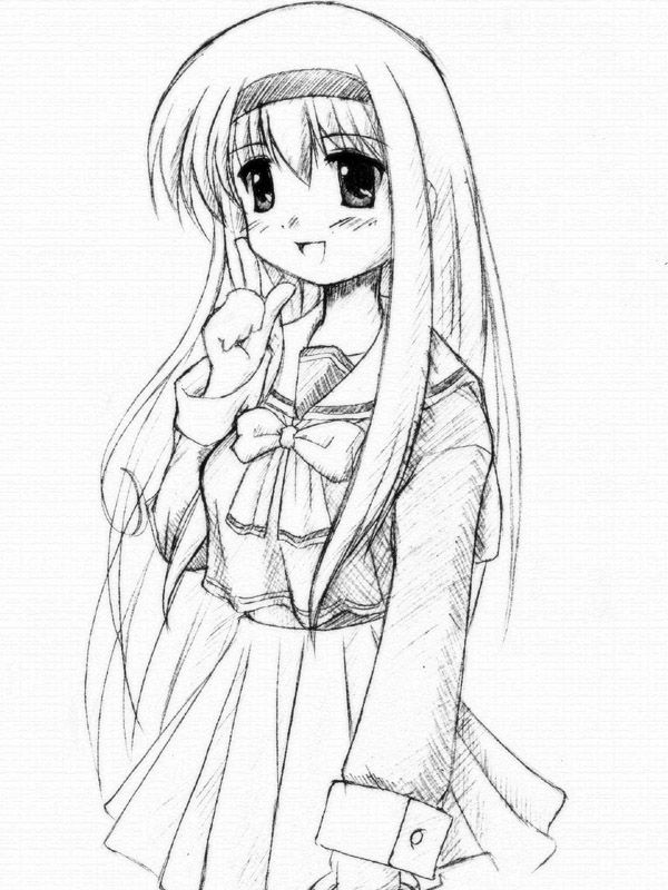 00s, mahoraba, monochrome, school_uniform, serafuku, sketch, vermillion_erika