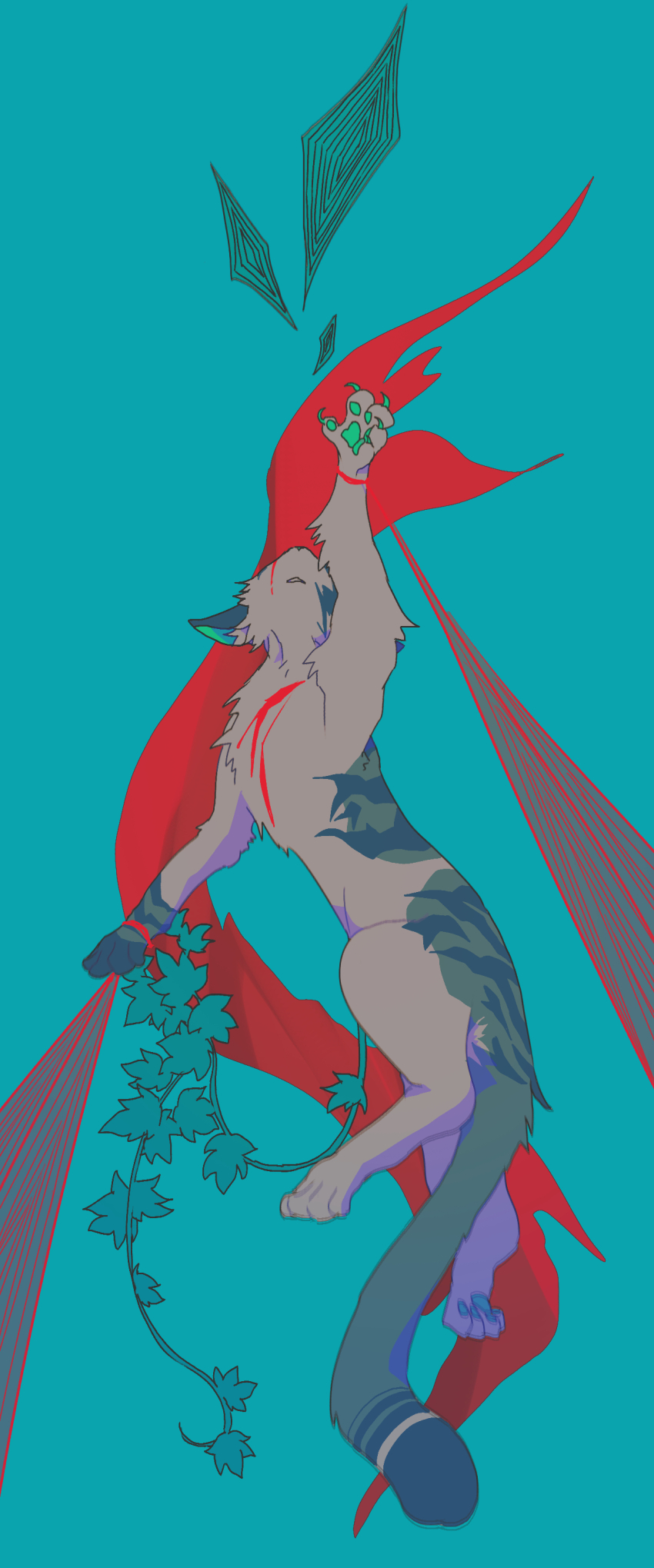 absurdres, animal, animal_focus, aqua_background, aqua_theme, blood, blurry, bound