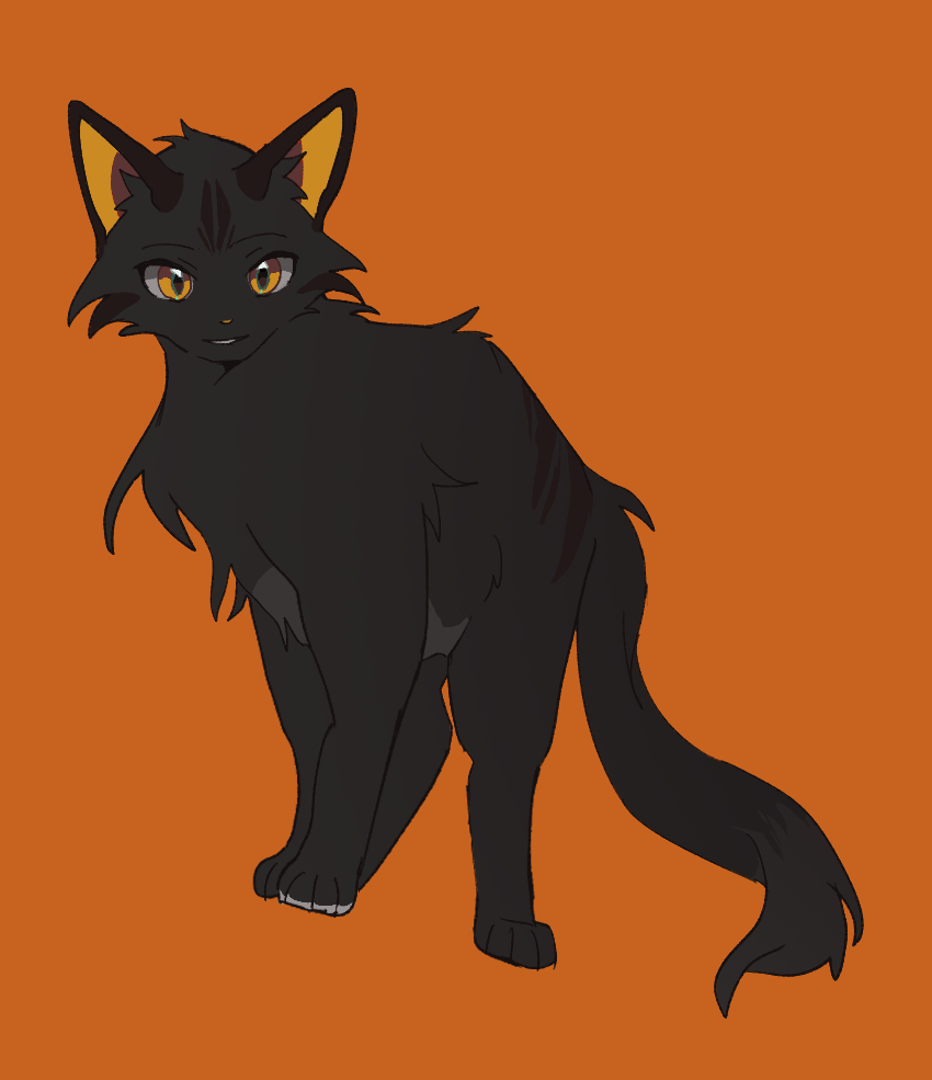 a_starless_clan, animal, animal_focus, animification, black_cat, black_fur, cat, full_body