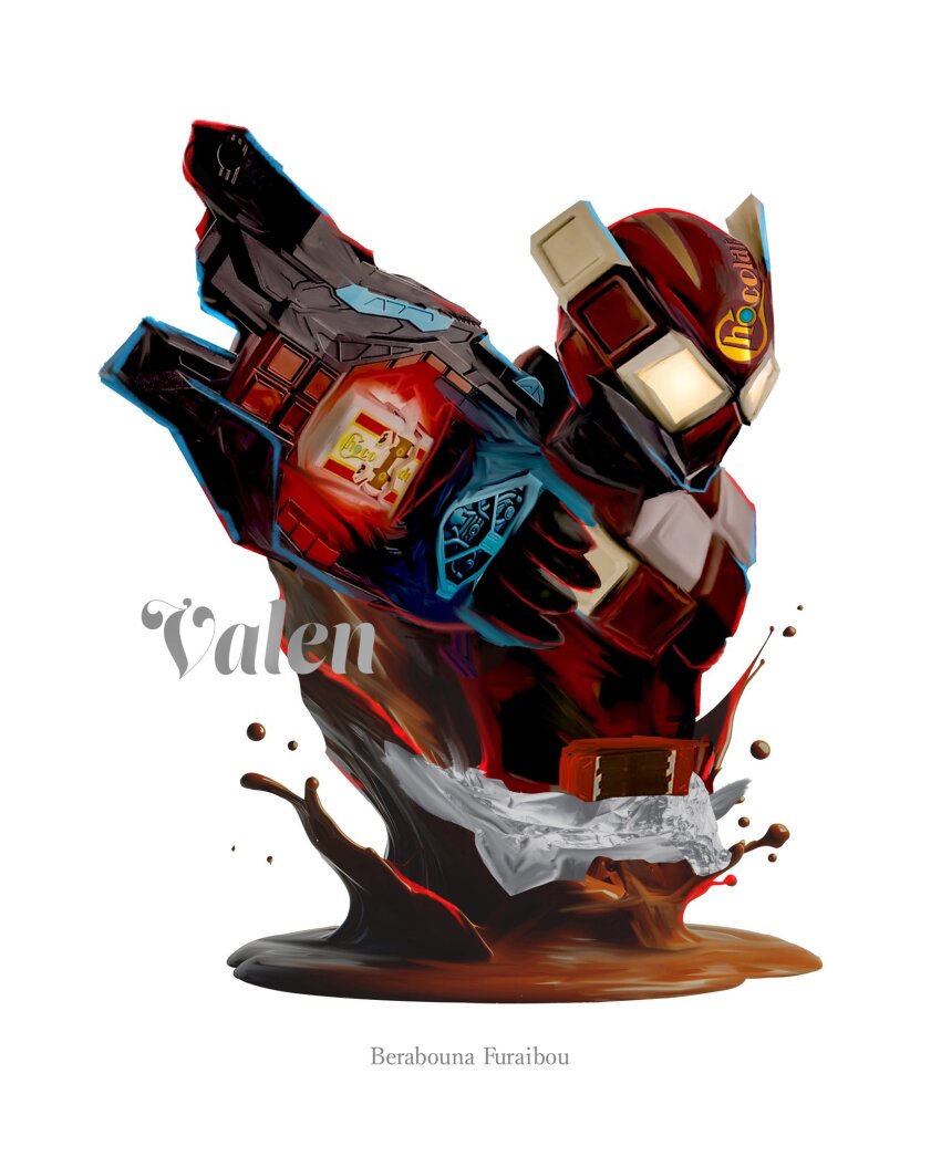 1boy, armor, brown_armor, candy, chocodon_gochizou, chocolate, chocolate_, chocolate_bar