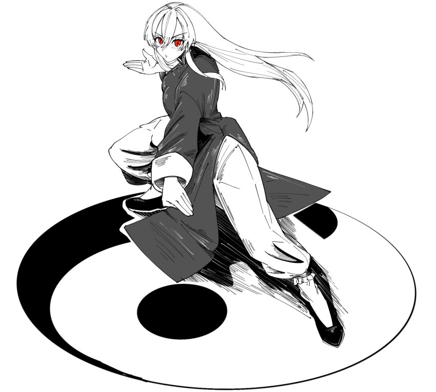 1girl, china_dress, chinese_clothes, dress, fighting, fighting_stance, highres, kicking