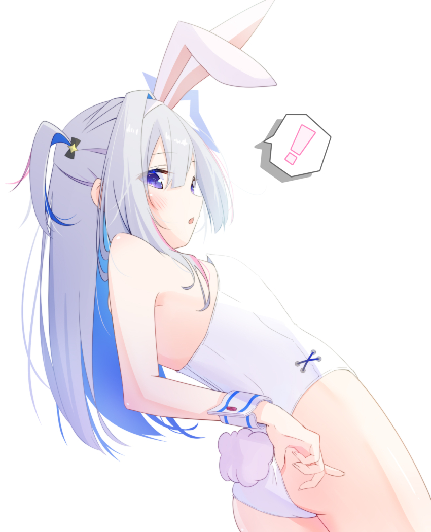 !, 1girl, alternate_costume, amane_kanata, animal_ears, blue_hair, blush, breasts