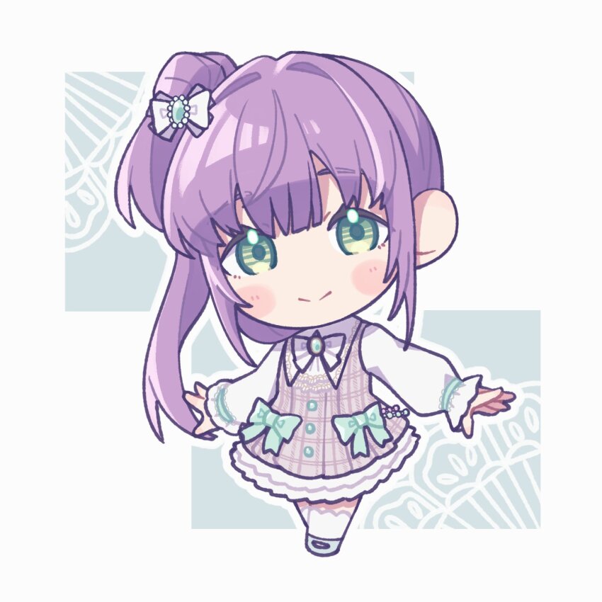 1girl, blue_bow, blush, bow, bowtie, chibi, chibi_only, closed_mouth