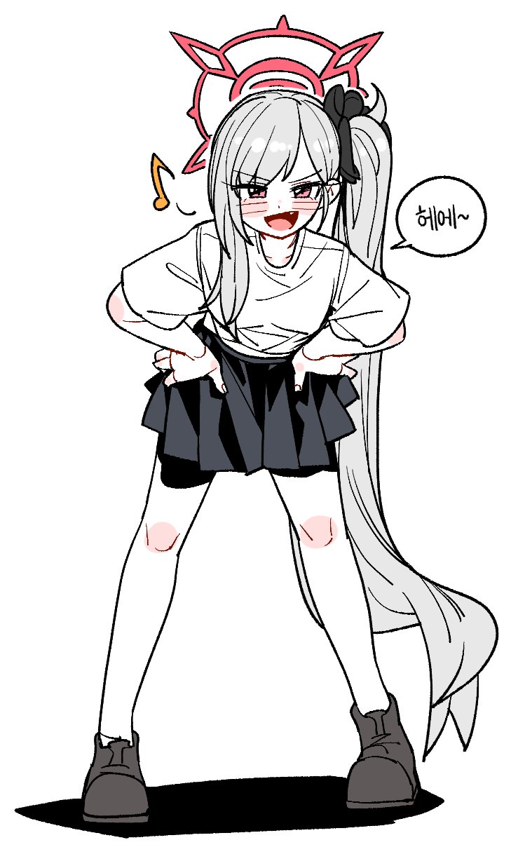 1girl, alternate_costume, bent_over, black_flower, black_skirt, blue_archive, blush, boots