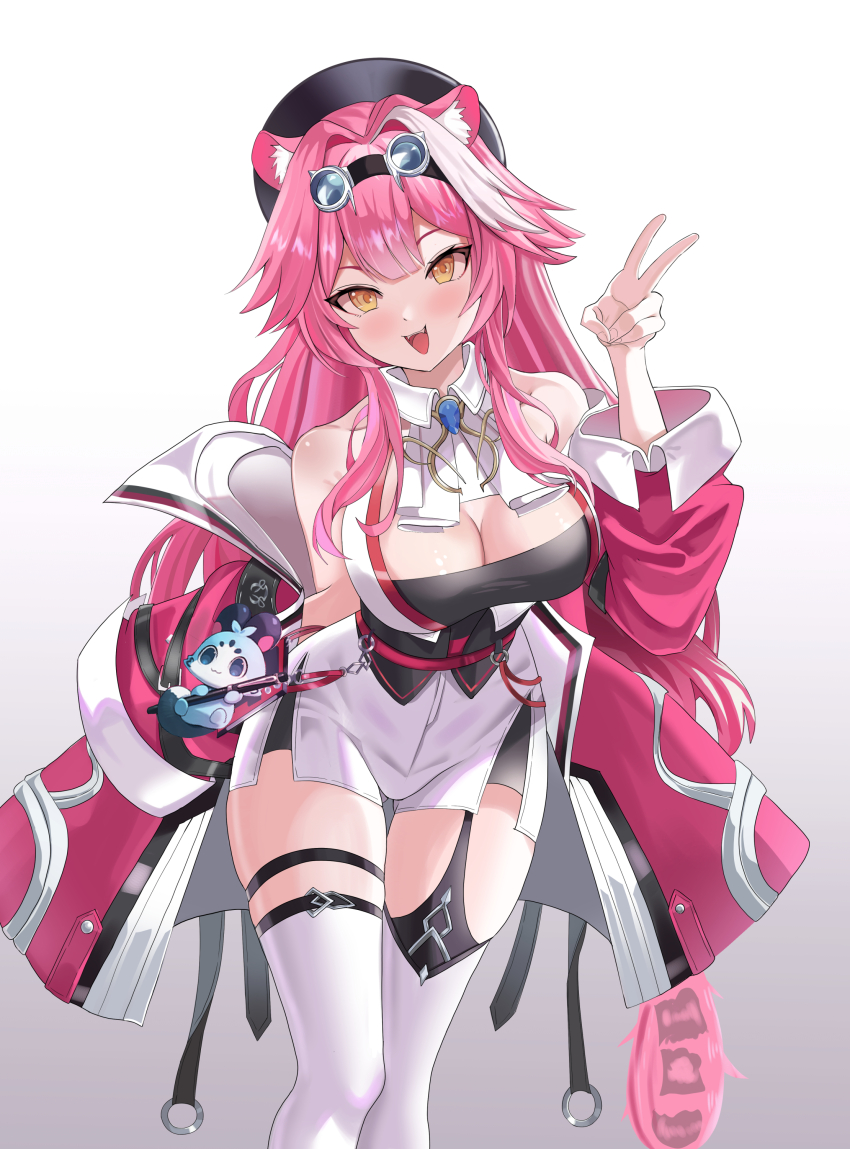 1girl, absurdres, animal_ear_fluff, animal_ears, beret, bestrix, black_hat, black_tube_top