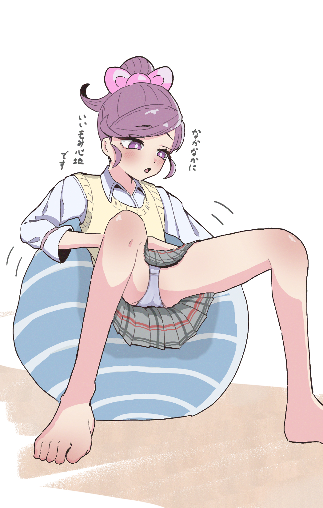 1girl, ass, blush, highres, kimi_no_koto_ga_dai_dai_dai_dai_daisuki_na_100-nin_no_kanojo, momi_momiji, panties, pizzayanopunch, purple_eyes, purple_hair, school_uniform, underwear