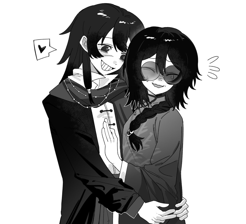 2boys, artist_request, braid, chao_(xinjinjumin0493535), chinese_commentary, closed_eyes, commission, flying_sweatdrops