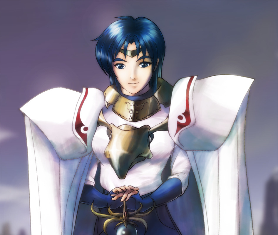 1girl, armor, blue_eyes, blue_gloves, blue_hair, cape, circlet, closed_mouth