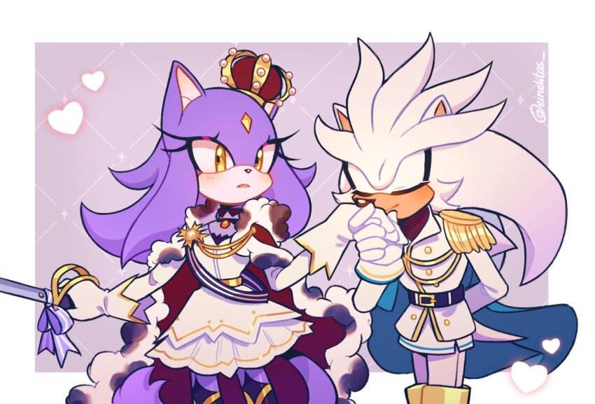 1boy, 1girl, alternate_costume, alternate_hairstyle, animal_ears, artist_name, belt, black_belt