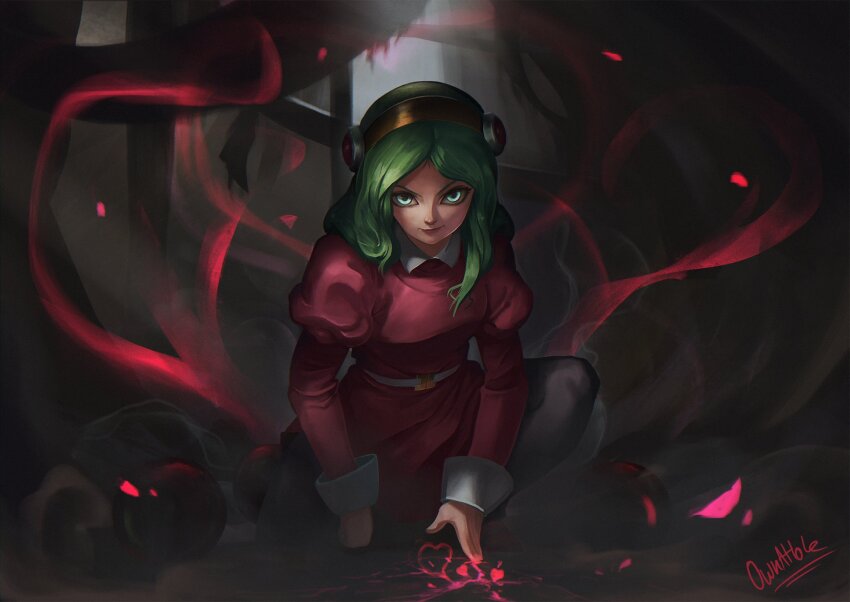 1girl, aqua_eyes, black_pantyhose, brianne_de_chateau, commentary, dragon_ball, dragon_ball_super, dress