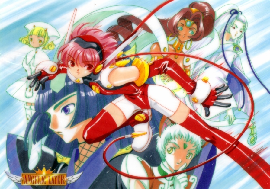 angelic_layer, black_hair, blanche, blonde_hair, blue_hair, brown_hair, green_eyes, hikaru_(angelic_layer)