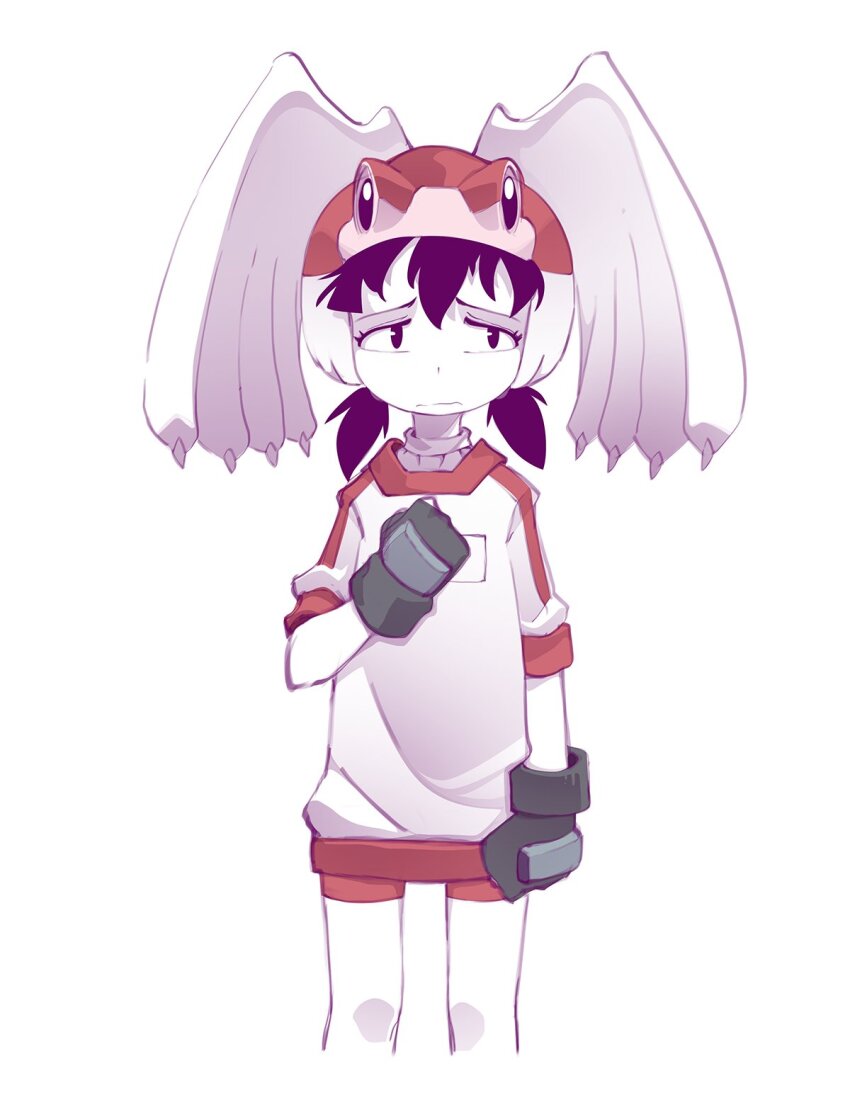 1girl, alien_nine, black_eyes, black_hair, bleedman, borg_(alien_nine), closed_mouth, cropped_legs