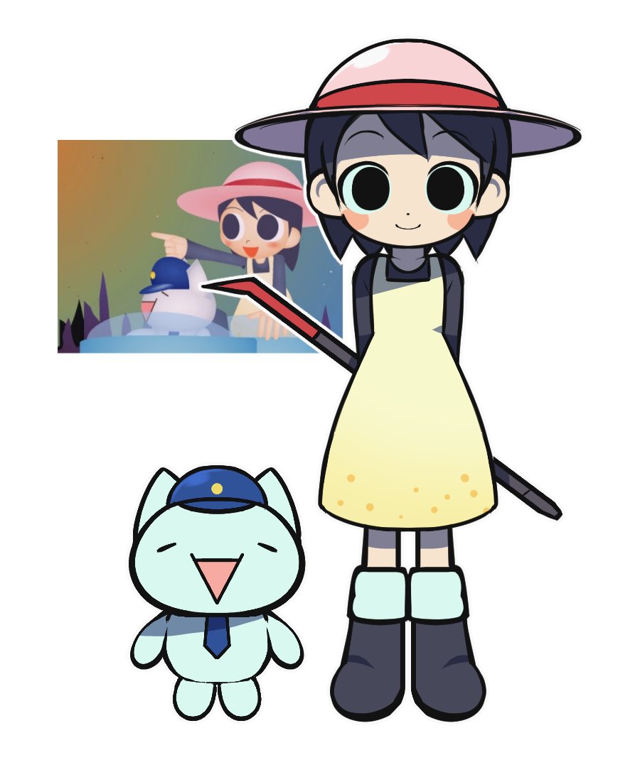 1girl, 2channel, :3, adobe_flash, black_eyes, black_hair, blush_stickers, crowbar, dress, hat, jjjjtaaaku, mona_(2ch), natsumi_step!, short_hair, smile, standing