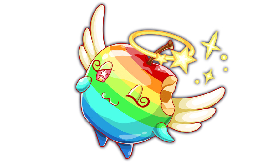 anime_coloring, apple, artist_request, closed_mouth, crash_fever, curled_eyelashes, eyelashes, food