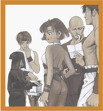 2girls, 3boys, annie_hamilton, ass, atlus, cigarette, gouketsuji_ichizoku, keith_wayne