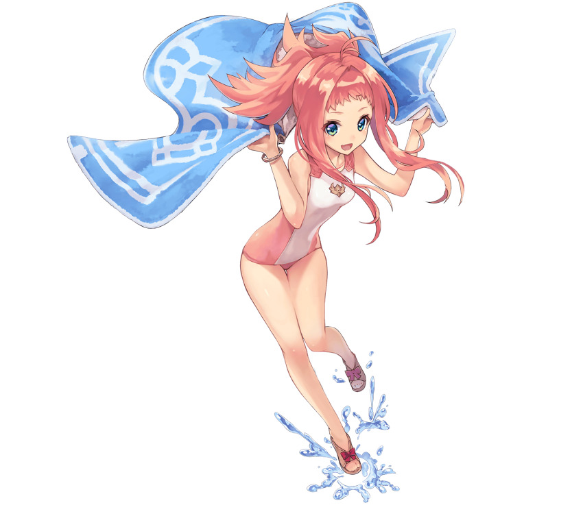 1girl, ahoge, blue_eyes, bracelet, breasts, ta_ga_tame_no_alchemist, fang, full_body