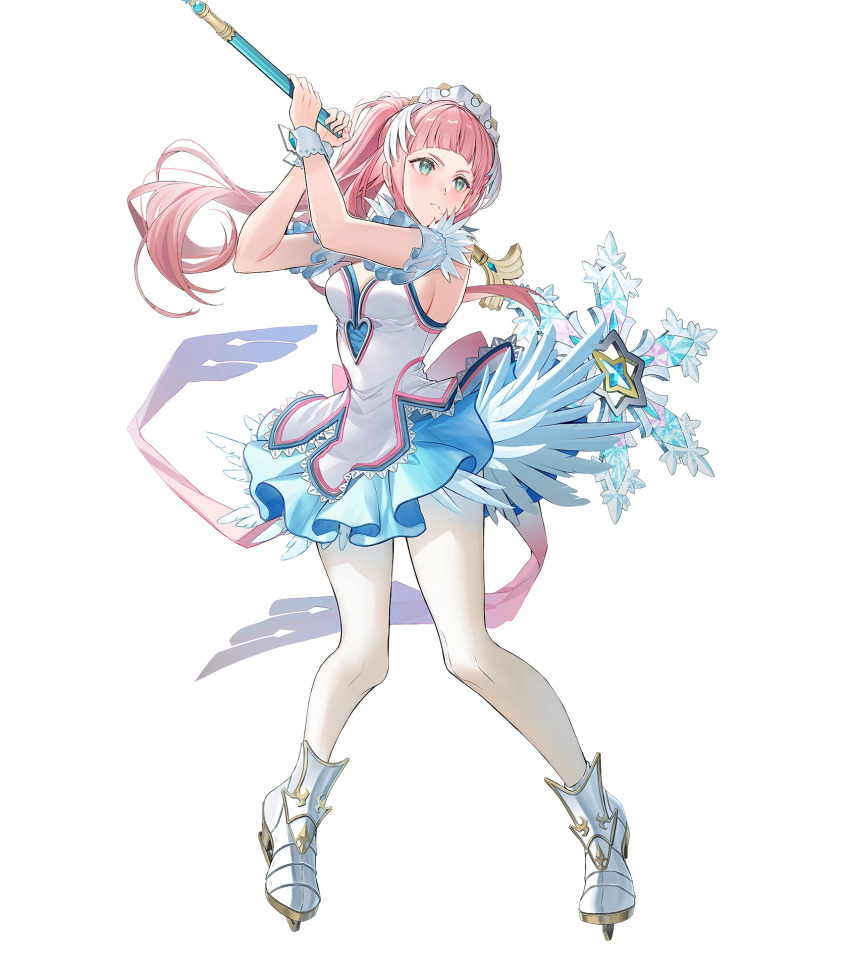 1girl, aqua_eyes, attack, axe, breasts, cleavage, cute_weapon, dress