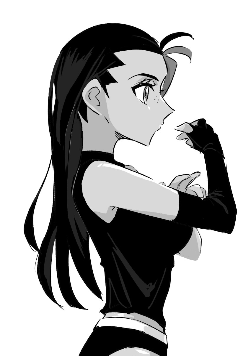 1girl, absurdres, alternate_costume, black_gloves, black_hair, black_panties, black_tank_top, breasts