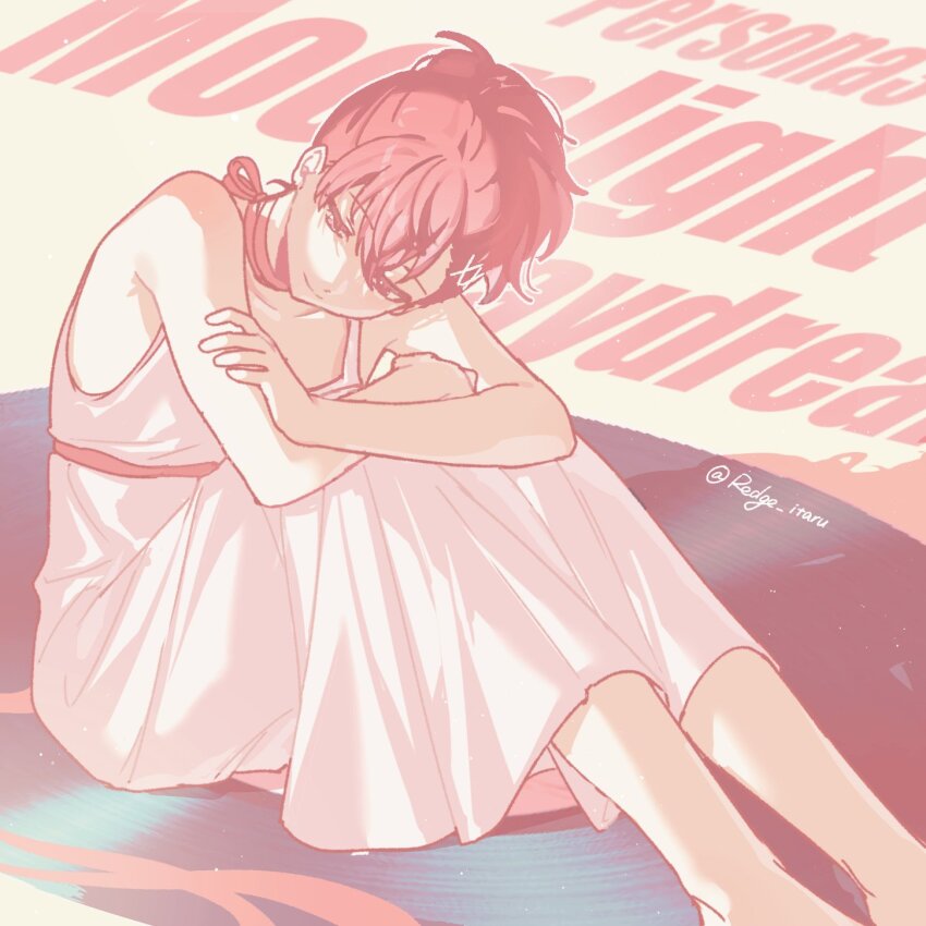 1girl, bare_arms, bare_shoulders, brown_hair, choker, closed_mouth, collarbone, commentary