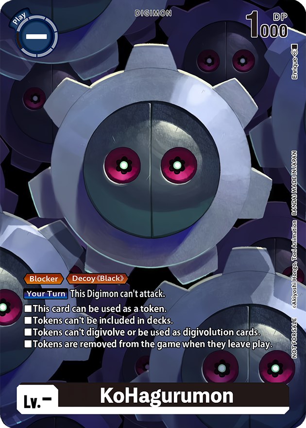 digimon, digimon_card_game, english_text, gears, kohagurumon, looking_at_viewer, red_eyes