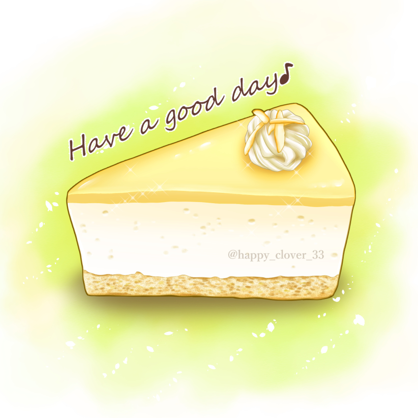 cake, cake_slice, cheesecake, english_text, food, food_focus, happy_clover_3, highres