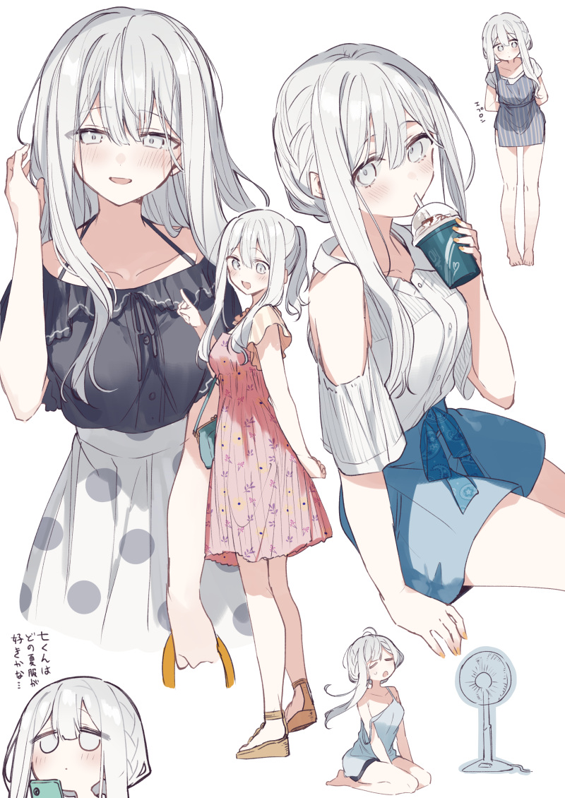 1girl, :d, :o, black_shirt, blue_shorts, blush, breasts, brown_footwear