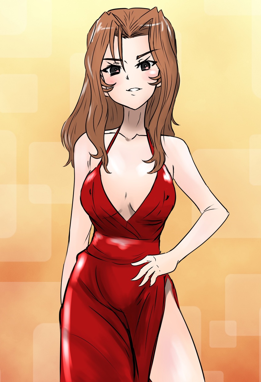1girl, absurdres, alternate_costume, bare_shoulders, breasts, cleavage, cleavage_cutout, clothing_cutout