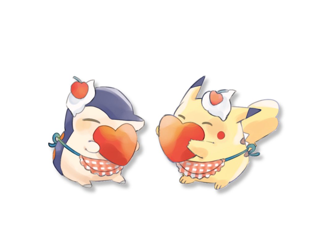 ^_^, apron, cherry, chuchu_(pokemon), closed_eyes, clothed_pokemon, cosplay, covered_mouth