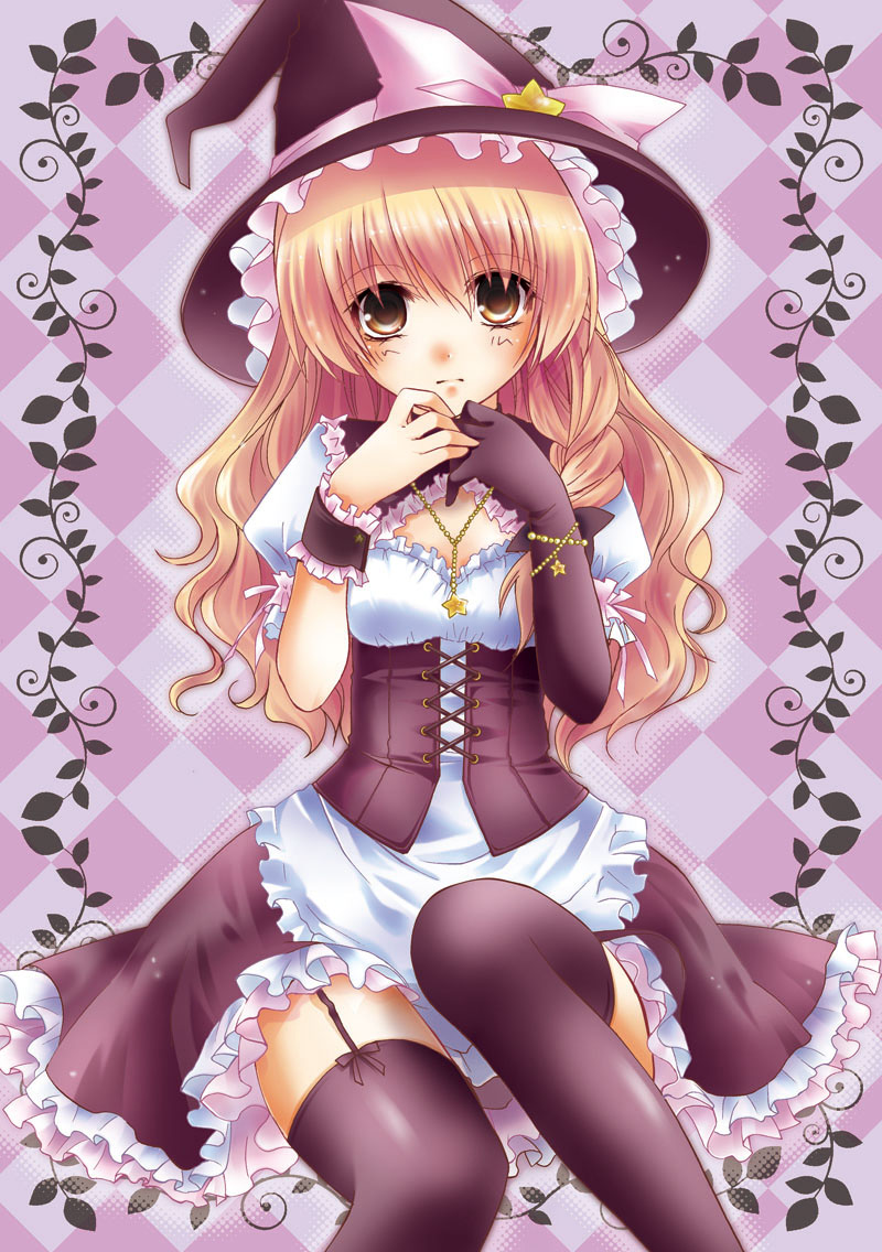 1girl, alternate_costume, blonde_hair, blush, bow, braid, corset, female_focus