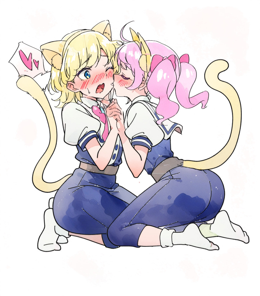 2girls, absurdres, ahoge, ai-assisted, animal_ear_fluff, animal_ears, aozora_himari, ass