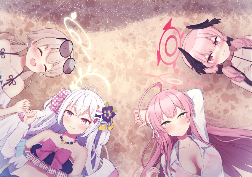 4girls, absurdres, azusa_(blue_archive), bikini, blonde_hair, blue_archive, breasts, cleavage