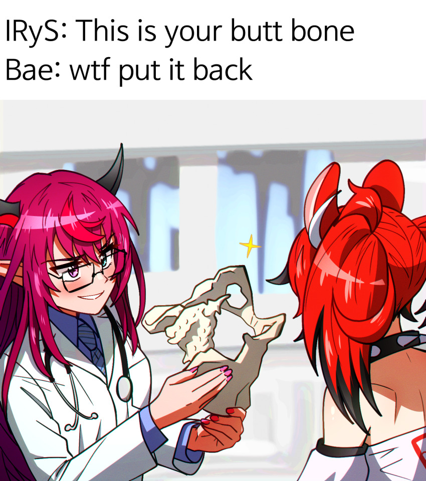 2girls, animal_ears, blue_eyes, blush, commentary, ddolbang, english_commentary, english_text