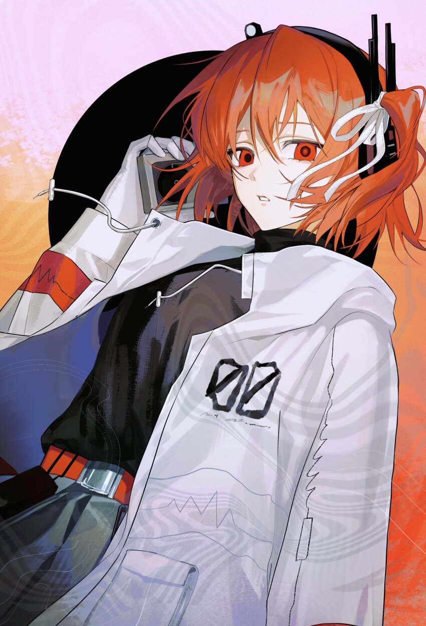 1girl, absurdres, adachi_rei, amn_ic01, belt, belt_pouch, black_circle, black_shirt