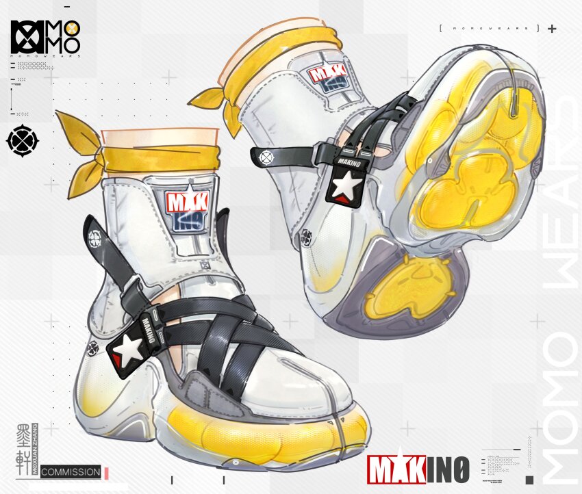 1other, absurdres, artist_name, commission, highres, moxuan_zhang, multicolored_footwear, object_focus