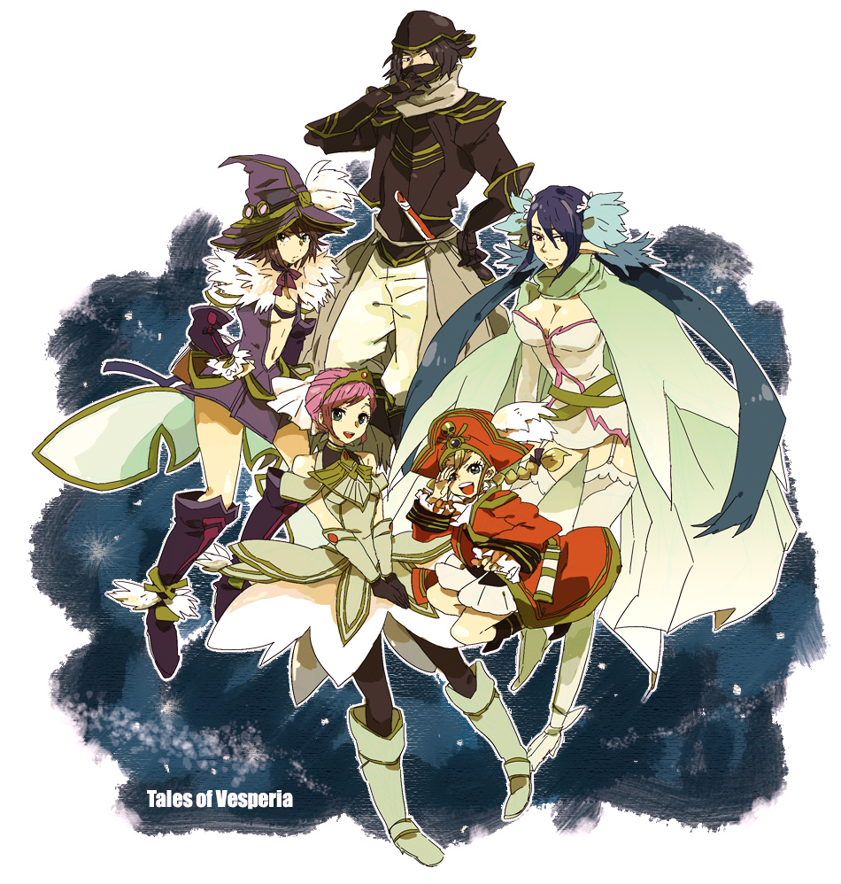 00s, 1boy, 4girls, alternate_costume, bad_id, bad_pixiv_id, blonde_hair, blue_eyes