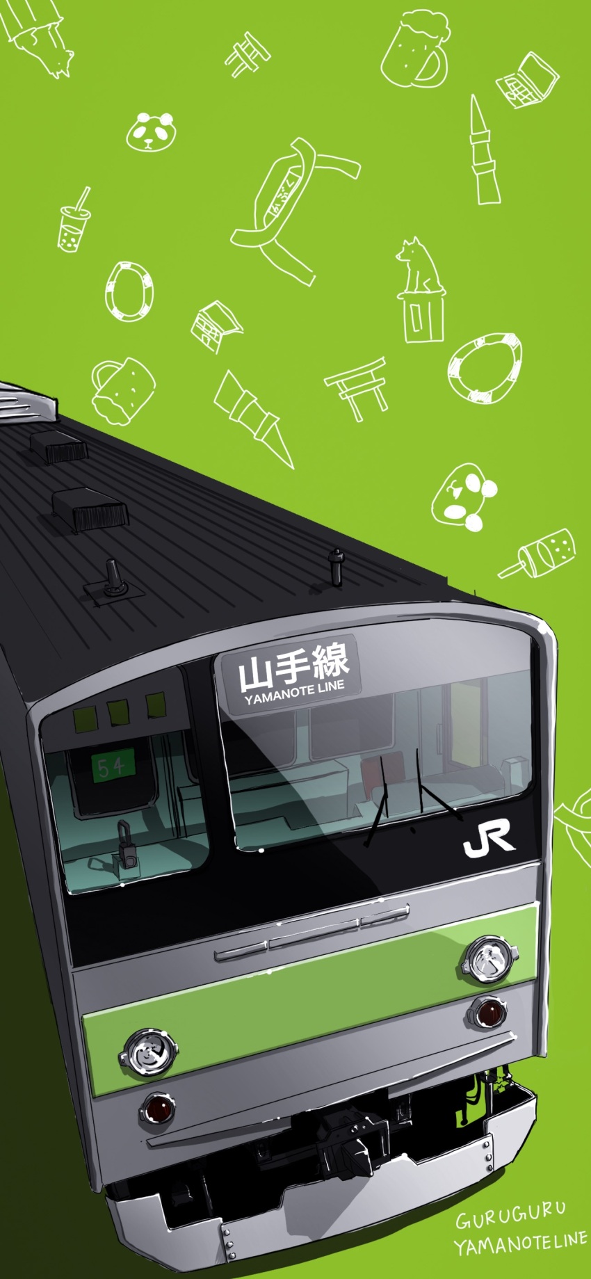 209all, absurdres, commentary_request, east_japan_railway_company, english_text, green_background, highres, japan_railways
