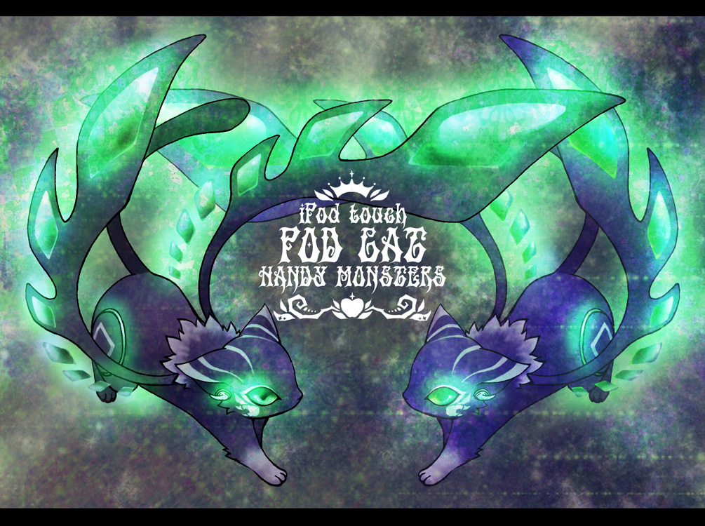 animal, copyright_name, english_text, fuchi., glowing, glowing_eyes, handymonsters, letterboxed