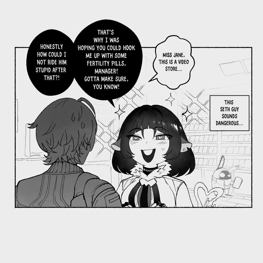 1girl, 2boys, animal_ears, black_hair, chibi, chibi_only, commentary, english_commentary