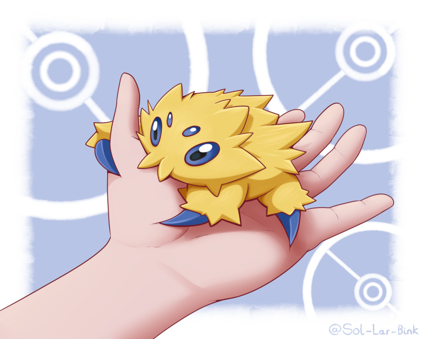 1boy, animal_focus, artist_name, blue_eyes, bug, gen_5_pokemon, highres, joltik