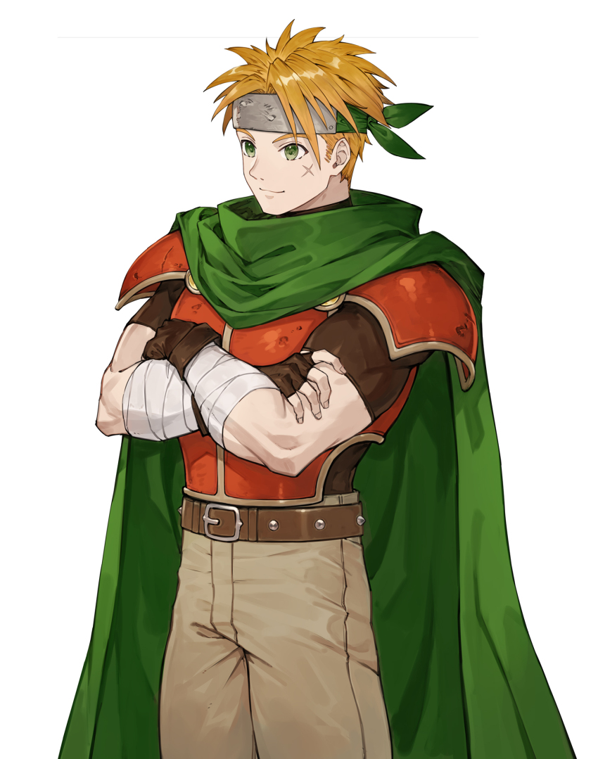 1boy, armor, atelier_(series), atelier_marie, bandaged_arm, bandages, belt, benitama