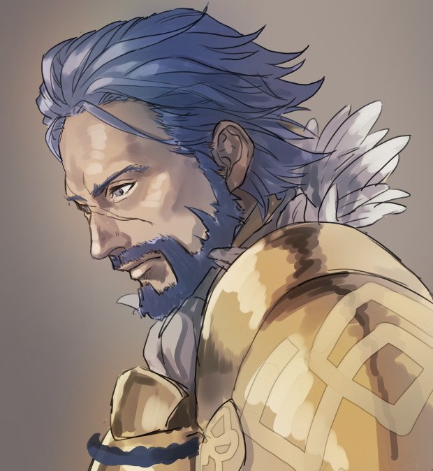 1boy, armor, beard, blue_eyes, blue_facial_hair, blue_hair, facial_hair, fire_emblem