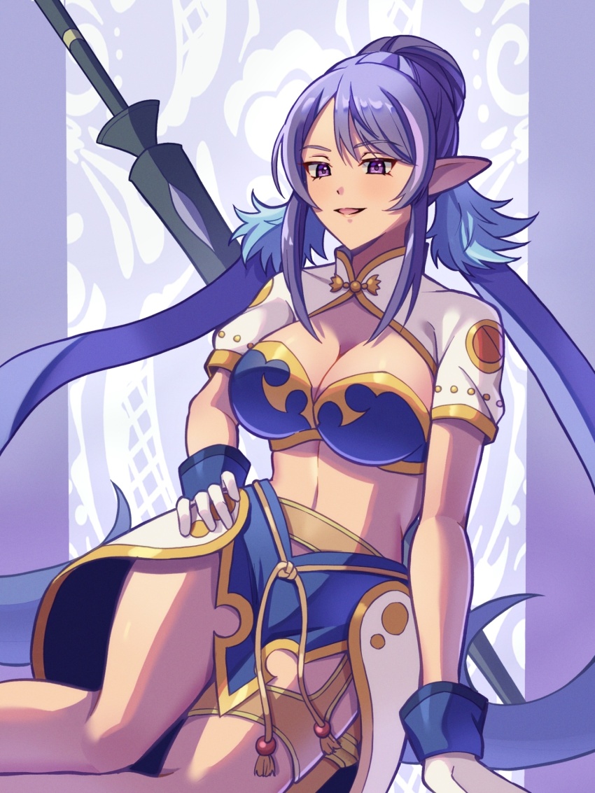 1girl, border, breasts, ch1emon_i, cleavage, commentary_request, gloves, gold_trim